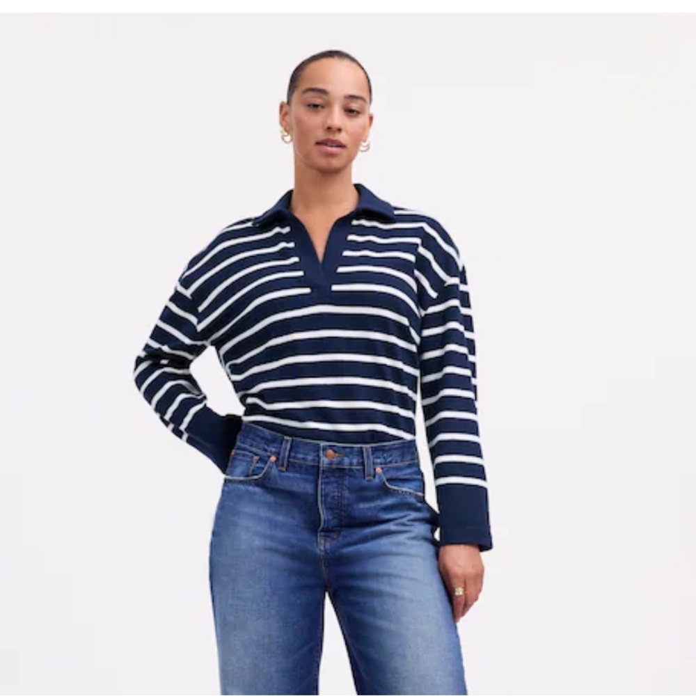 MADEWELL‎ Rugby Polo Tee Sweatshirt in True Midnight Navy